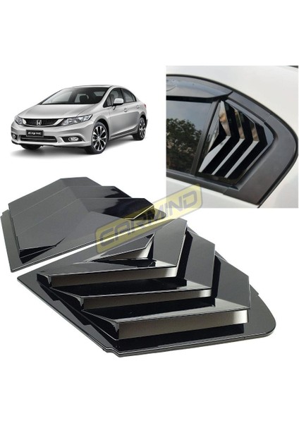 Honda Civic Fb7 Uyumlu Kelebek Cam Kaplama Vizörü Piano Black 2012-2015