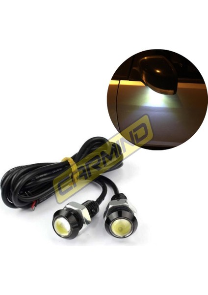 Kartal Gözü Oto Ayna Altı LED Beyaz 23MM (2 Adet)