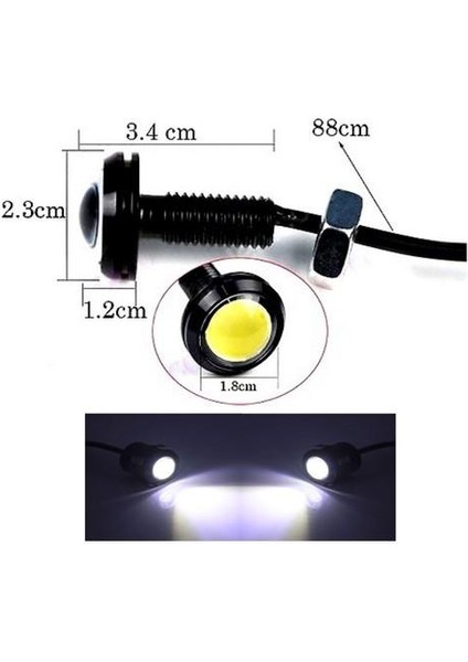 Kartal Gözü Oto Ayna Altı LED Beyaz 23MM (2 Adet) modelleri