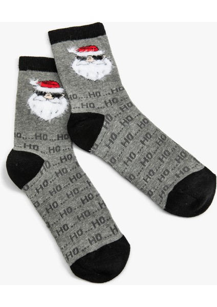 Soket Çorap Noel Baba Baskılı Yılbaşı Temalı