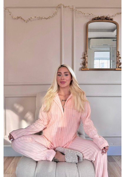 Turuncu Puan Önden Düğmeli Peluş Polar Pijama Takımı fırsatları