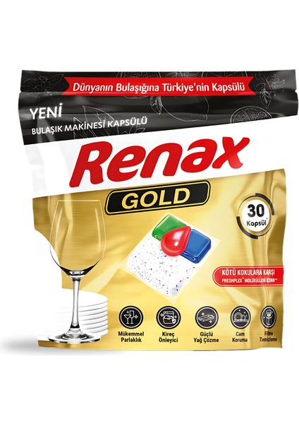 Renax Gold Bulaşık Makinesi Kapsülü 30 Lu -6 Paket