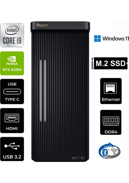 Proart PD500TC-711700160X-K-86 I9-11900KF 64GB Ram 1tb+1tb M.2 6gb RTXA2000 W11P Masaüstü Bilgisayar
