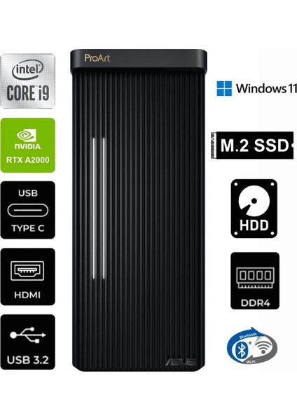 Proart PD500TC-711700160X-K-261 I9-11900KF 32GB Ram 4tb+4tb M.2 8tb HDD 12GB RTXA2000 W11P Masaüstü Bilgisayar