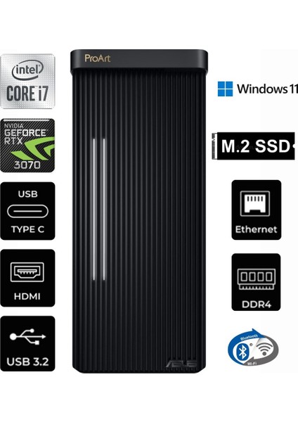 Proart PD500TC-711700160X-K-302 I7-11700 64GB Ram 1tb+1tb M.2 8gb RTX3070 W11P Masaüstü Bilgisayar