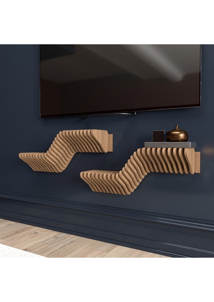 Parametrik Tasarım Modern Ahşap Duvar Rafı, Duvar RAfı, TV Ünitesi