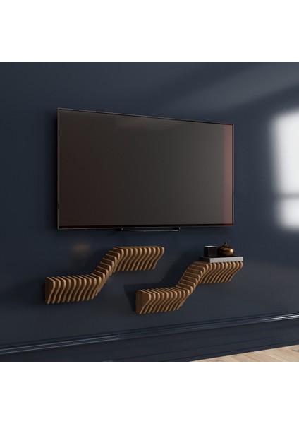 Parametrik Tasarım Modern Ahşap Duvar Rafı, Duvar RAfı, TV Ünitesi