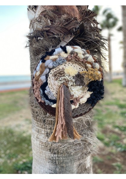 Toprak Bohem Etnik Yünlü Dantelli Dekoratif Süs