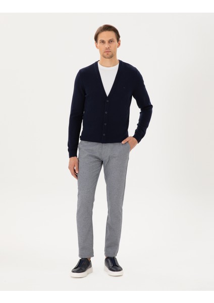 Erkek Açık Lacivert Slim Fit Kanvas Pantolon 50295952-Vr059