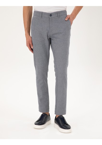 Erkek Açık Lacivert Slim Fit Kanvas Pantolon 50295952-Vr059