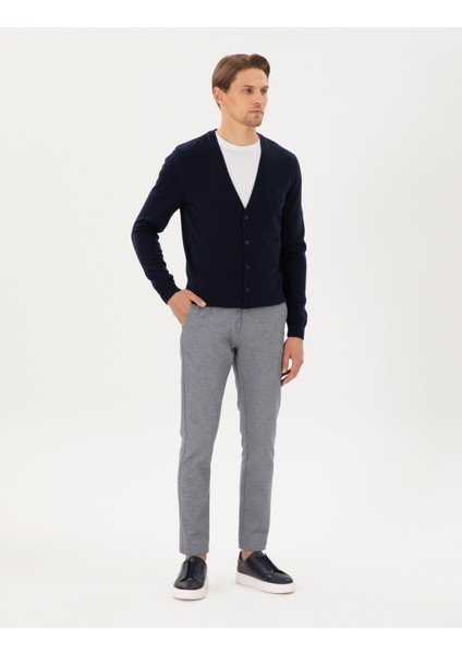 Erkek Açık Lacivert Slim Fit Kanvas Pantolon 50295952-Vr059