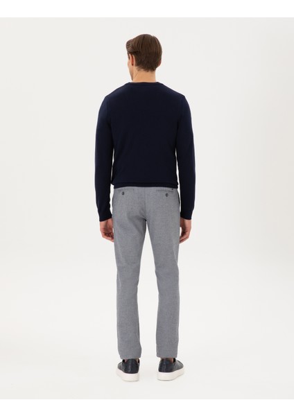 Erkek Açık Lacivert Slim Fit Kanvas Pantolon 50295952-Vr059
