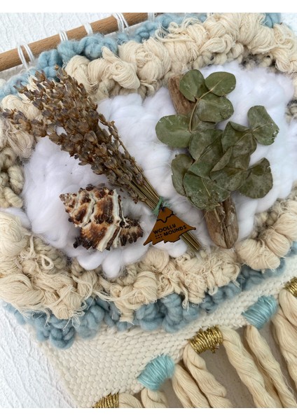 Gerilla Bahçesi Yapraklı Deniz Kapuklu Lavantalı Makrome Dekorasyon Duvar Süsü fırsatları