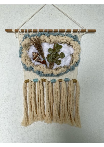 Gerilla Bahçesi Yapraklı Deniz Kapuklu Lavantalı Makrome Dekorasyon Duvar Süsü indirimleri