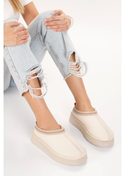 Kadın Içi Tüylü Düz Tabanlı Kadın Ayakkabısı Bej indirimleri