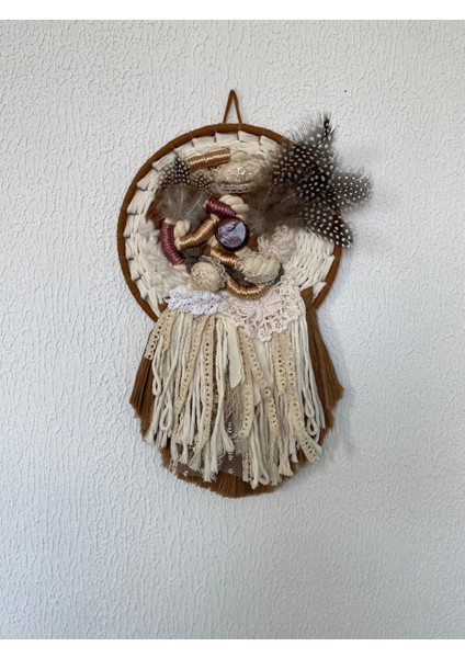 Kuş Yuvası Salon Dantelli Taşlı Kuş Tüylü Oturma Odası Yatak Odası Kahve Duvar Dekorasyonu