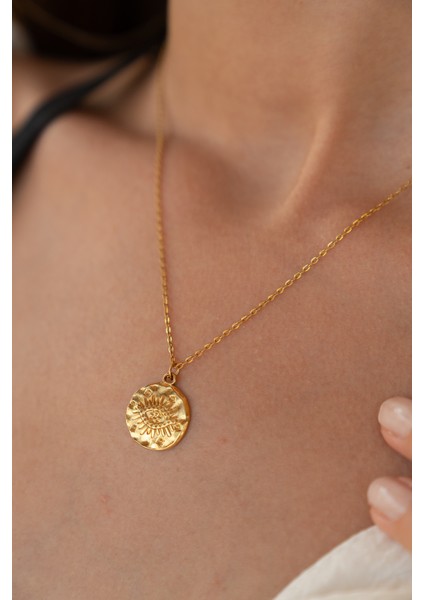 Çelik Gold Antik Göz Kolye