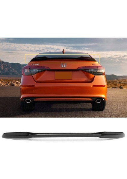 Honda Civic Uyumlu Bagaj Üstü Rs Spoiler Piano Black 2022-
