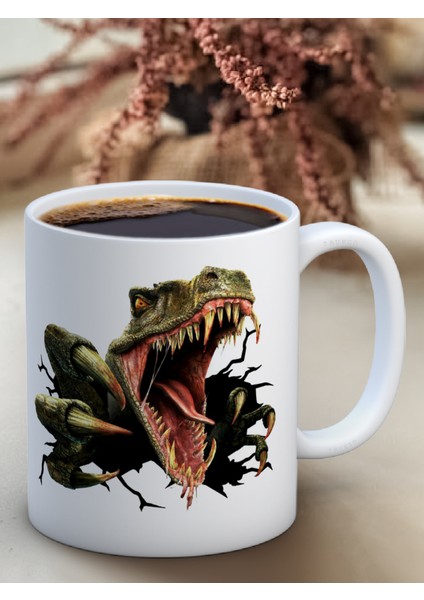 Baskılı Kupa Bardak Seramik Mug -Dinozor