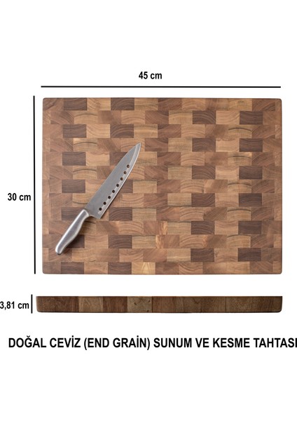 End Grain Ceviz El Yapımı Ahşap Kesme Tahtası | Sunum, Servis ve Dekoratif Kullanım