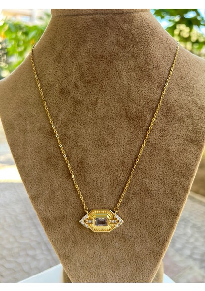 Çelik Gold Zirkon Motif Kolye modelleri