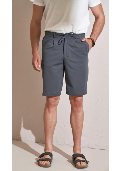 Erkek Antrasit Beli Yarım Lastikli Tek Pile 7046 Şort fiyatları