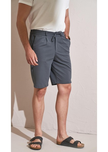 Erkek Antrasit Beli Yarım Lastikli Tek Pile 7046 Şort modelleri