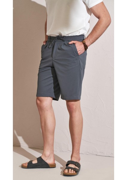 Erkek Antrasit Beli Yarım Lastikli Tek Pile 7046 Şort fırsatları