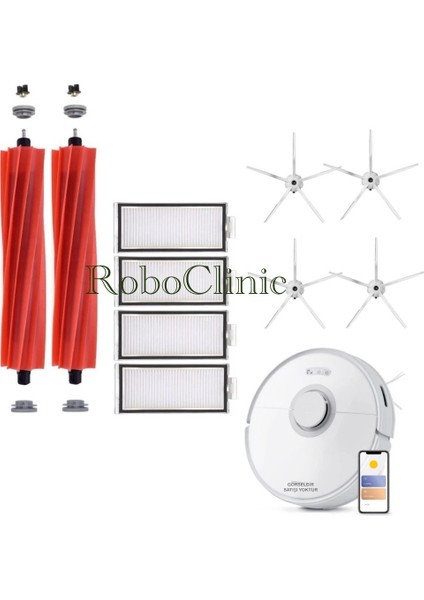 Roborock Q7 / Q7MAX / Q7MAX Plus (Beyaz)Uyumlu Ana Fırça,yan Fırça,filtre,yenileme Seti.