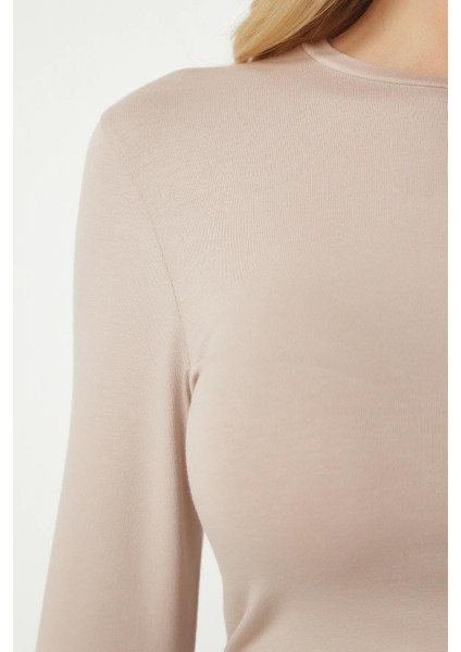 Kadın Taş Uzun Kollu Bisiklet Yaka Crop Bluz fırsatları