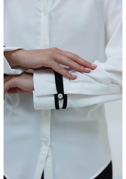 Kadın Ekru Büzgü Detaylı Crep Gömlek indirimleri