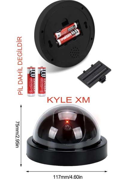 Krizantem 2 LED Işıklı Dome Gerçekçi Caydırıcı Güvenlik Kamerası - 2'li modelleri