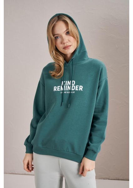 Kadın Nefti Kind Reminder Baskılı Üç Iplik Kanguru Cepli Sweatshirt modelleri