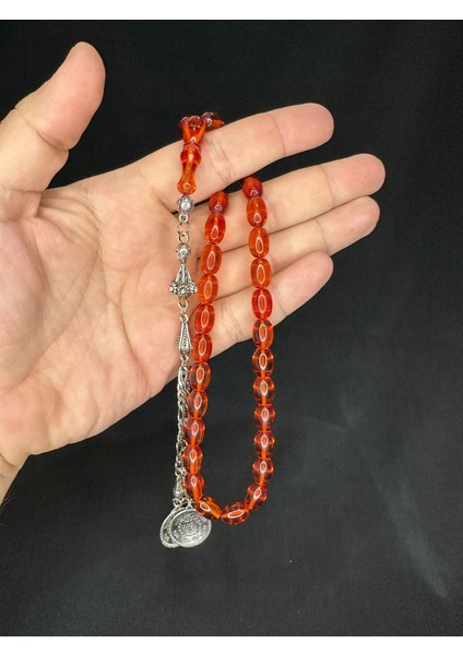 Toz Kehribar Tesbih Turuncu Renkli Beyzi Kesim 11MMX8MM T-568 fiyatları