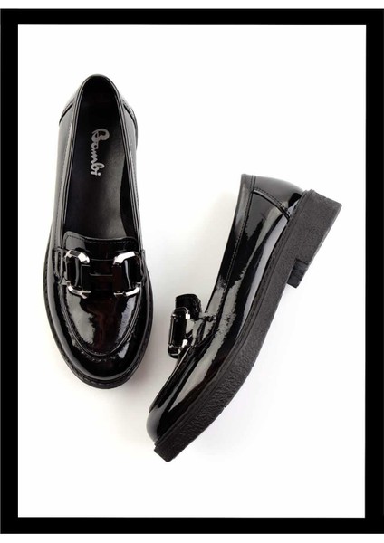 Siyah Rugan Kadın Loafer Ayakkabı K01257067508