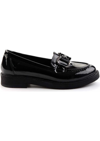 Siyah Rugan Kadın Loafer Ayakkabı K01257067508