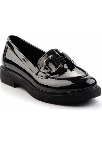 Siyah Rugan Kadın Loafer Ayakkabı K01257067508