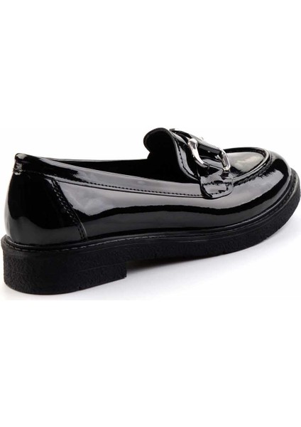 Siyah Rugan Kadın Loafer Ayakkabı K01257067508