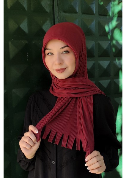 Pratik Piliseli Pamuk Hazır Şal Bordo