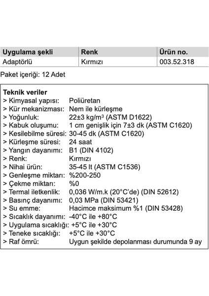 Köpük Yangın Dayanımlı B1 750ml