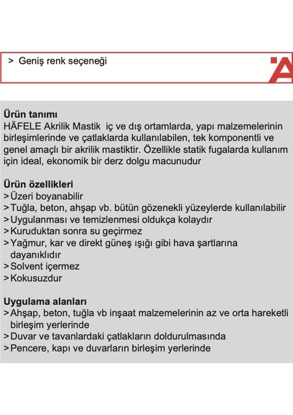 Akrilik Mastik Beyaz 310ml 3'Lü Avantaj Paket fiyatları