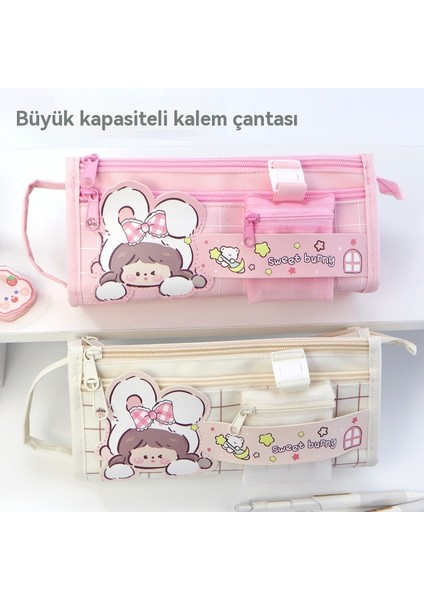 Büyük Kapasiteli Çok Fonksiyonlu Kanvas Kalem Kutusu (Yurt Dışından)