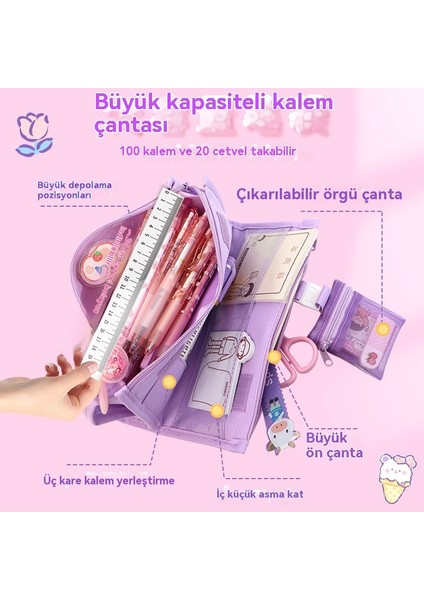 Büyük Kapasiteli Çok Fonksiyonlu Kanvas Kalem Kutusu (Yurt Dışından)