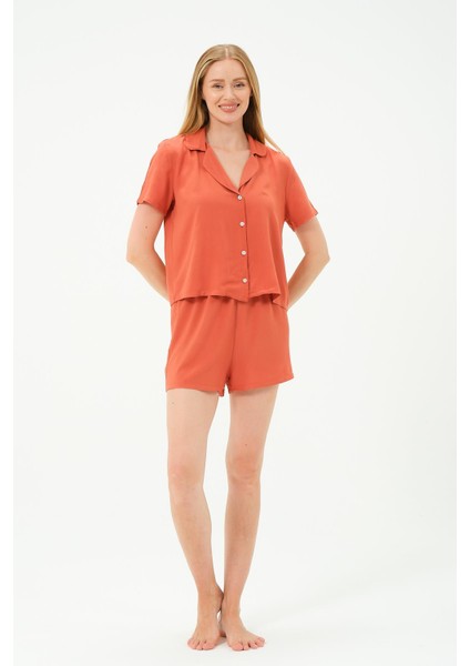 Viskon Gömlek Şort Takım 9156 Tarçın fırsatları