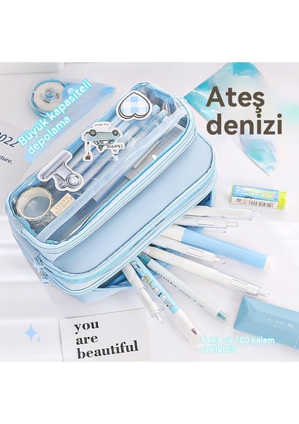 Yeni Şeffaf Kalem Çantası Büyük Kapasiteli Basit Kalem Kutusu (Yurt Dışından)