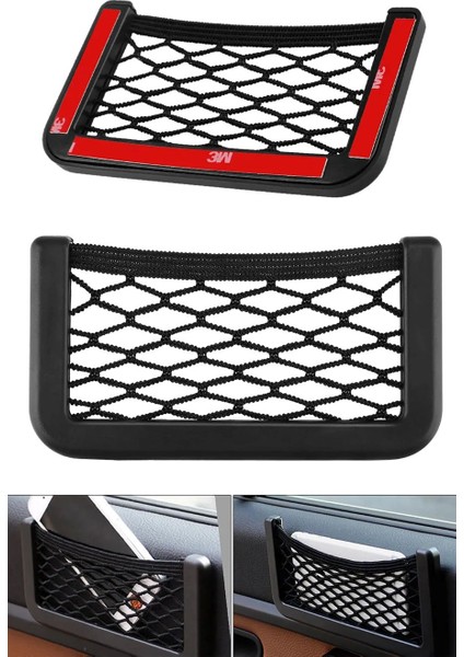 Krizantem Oto Araba Torpido Telefon Ruhsat Tutucu Fileli Araç Içi Organizer Yapışkanlı File 15X8CM Düzenleyici modelleri