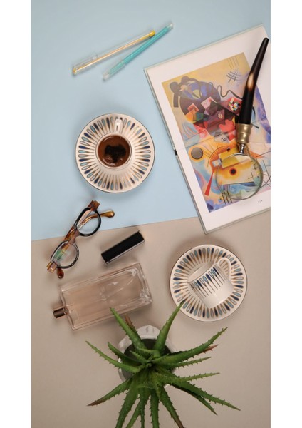 Pera Mavi Kahve Fincan Takımı 80CC 2 Kişilik 4 Parça