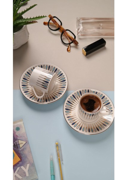 Pera Mavi Kahve Fincan Takımı 80CC 2 Kişilik 4 Parça modelleri