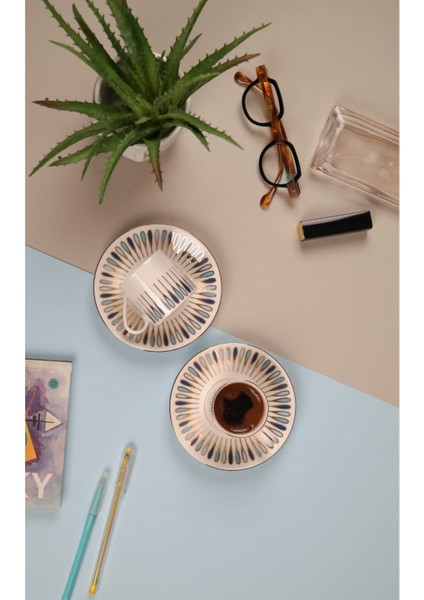 Pera Mavi Kahve Fincan Takımı 80CC 2 Kişilik 4 Parça indirimleri