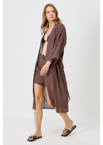 Şortlu Kimono Takım 9069 Siyah/kremit